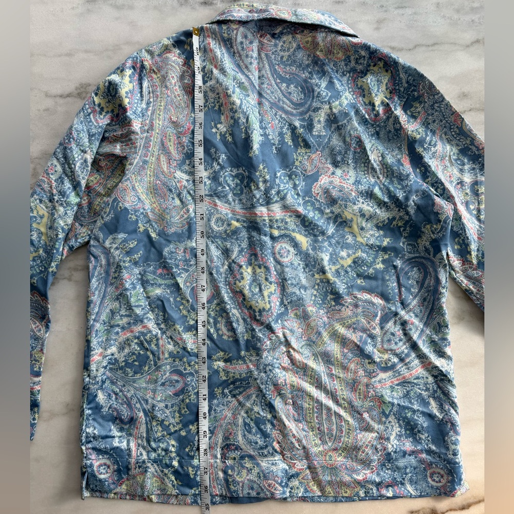 Lauren Ralph Lauren NWT Satin Paisley Pajama Top Long Sleeve Sleepwear Size S - Picture 7 of 8